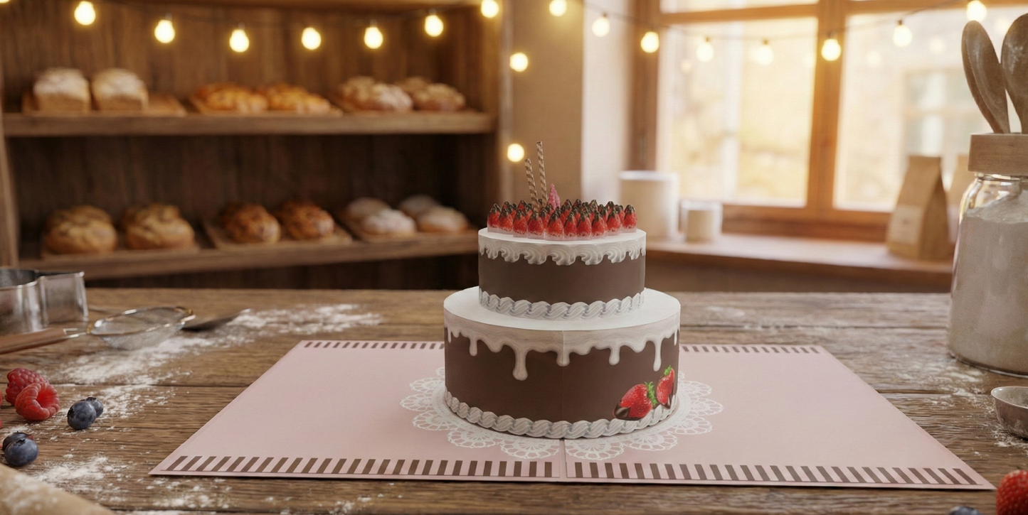 Chocolate Strawberry Cake Pop-Up Card