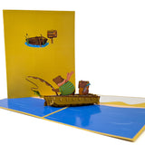 Bears Fishing on a Boat Pop-Up Card