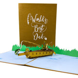 Worlds Best Dad Fishing Boat Pop-Up Card