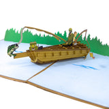 Worlds Best Dad Fishing Boat Pop-Up Card