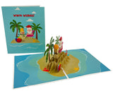Santa at the Beach Pop-Up Card