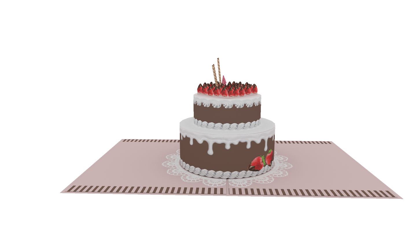 Chocolate Strawberry Cake Pop-Up Card