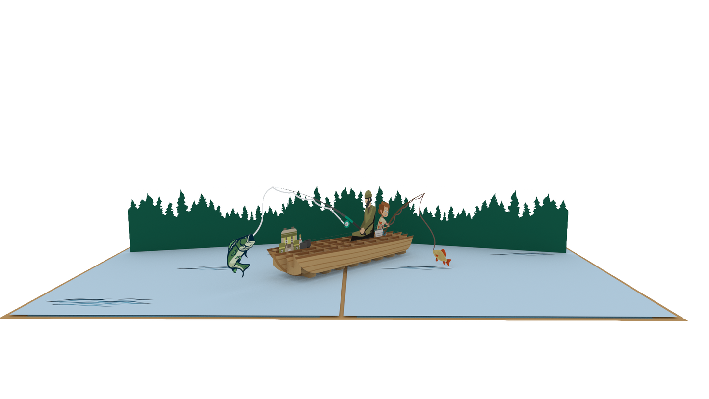 Worlds Best Dad Fishing Boat Pop-Up Card