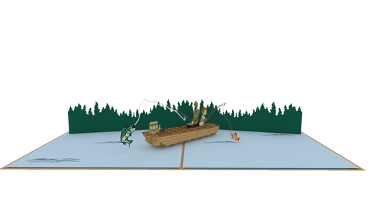 Worlds Best Dad Fishing Boat Pop-Up Card