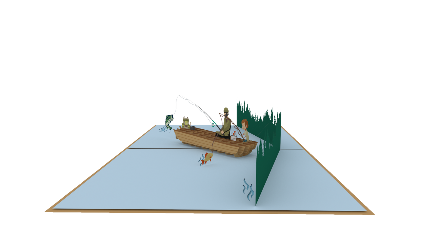 Worlds Best Dad Fishing Boat Pop-Up Card