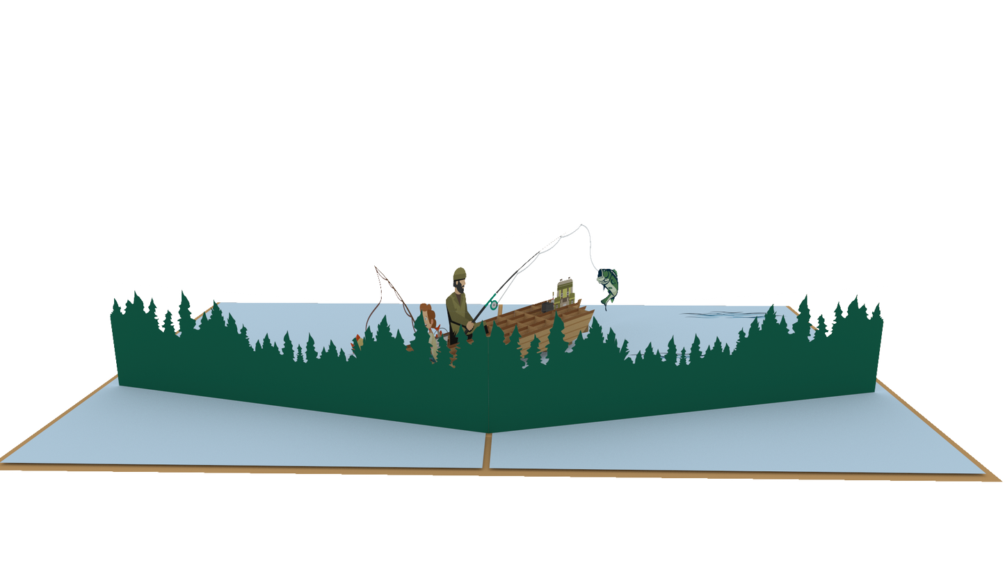 Worlds Best Dad Fishing Boat Pop-Up Card