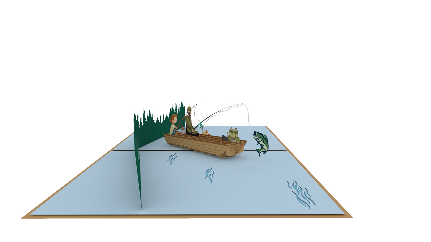 Worlds Best Dad Fishing Boat Pop-Up Card