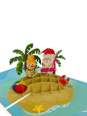 Santa at the Beach Pop-Up Card