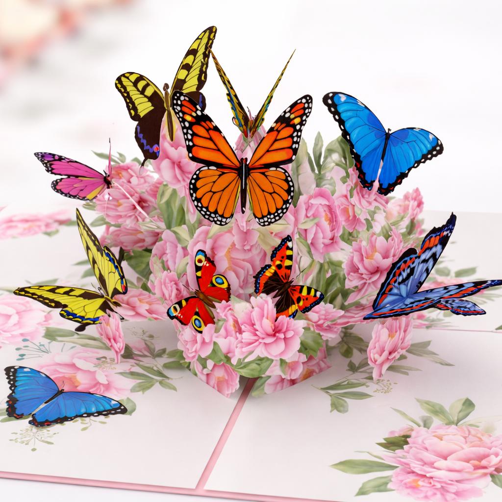 Peonies & Butterflies Pop-Up Card