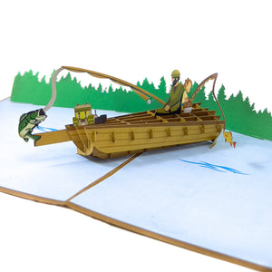Worlds Best Dad Fishing Boat Pop-Up Card
